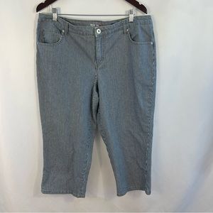 Womens Style & Co Denim Capri High Rise Pin Striped Stretch Jeans 14W